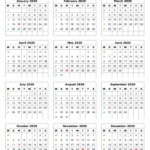 2020 One Page Portrait Calendar Printable Calendar Design Monthly