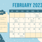 Blue February 2023 Calendar Template Google Docs Illustrator Word