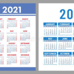 Calendar 2021 Year Set Vector Template Collection Simple Design Week