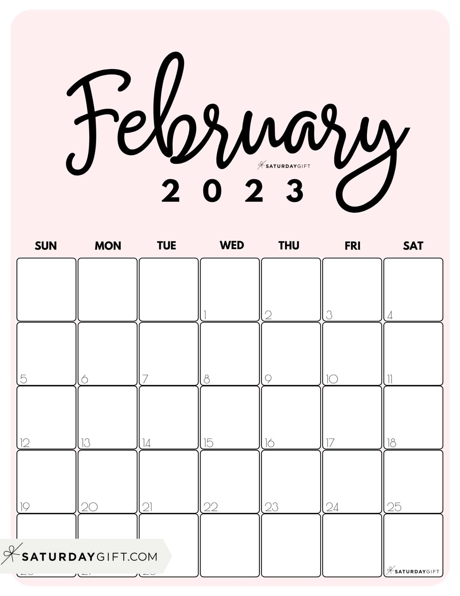 Cute Printable February 2023 Calendar