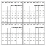 December 2018 January February March 2019 Calendar December C