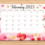 EDITABLE February 2023 Calendar Happy Valentine With Sweet Hearts