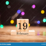 February 19th Day 19 Of February Month Set On Wooden Calendar At