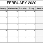 February 2020 Blank Calendar PDF Calendar Printables Monthly