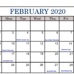 February 2020 Calendar PDF Excel Sheet Free Printable Calendar