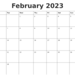 February 2023 Calendar Pages