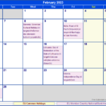 February 2023 EU Calendar With Holidays For Printing image Format