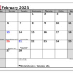 February 2023 Printable Calendar United States Michel Zbinden US