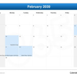 February 2039 Calendar