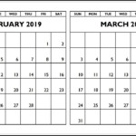 February March 2019 Calendar Template february march calendar2019