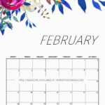 FREE Printable Calendar 2019 In Beautiful Florals