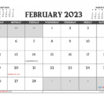 Free Printable February Calendar 2023 With Holidays In Landscape