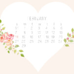 Watercolor Desktop Calendar For February